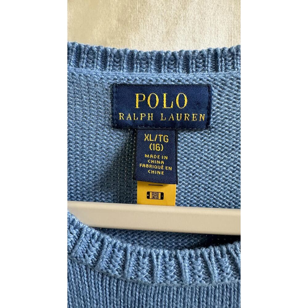 Polo Ralph Lauren Girls XL 16 Long Sleeve Blue Floral Sweater Dress - Picture 3 of 7
